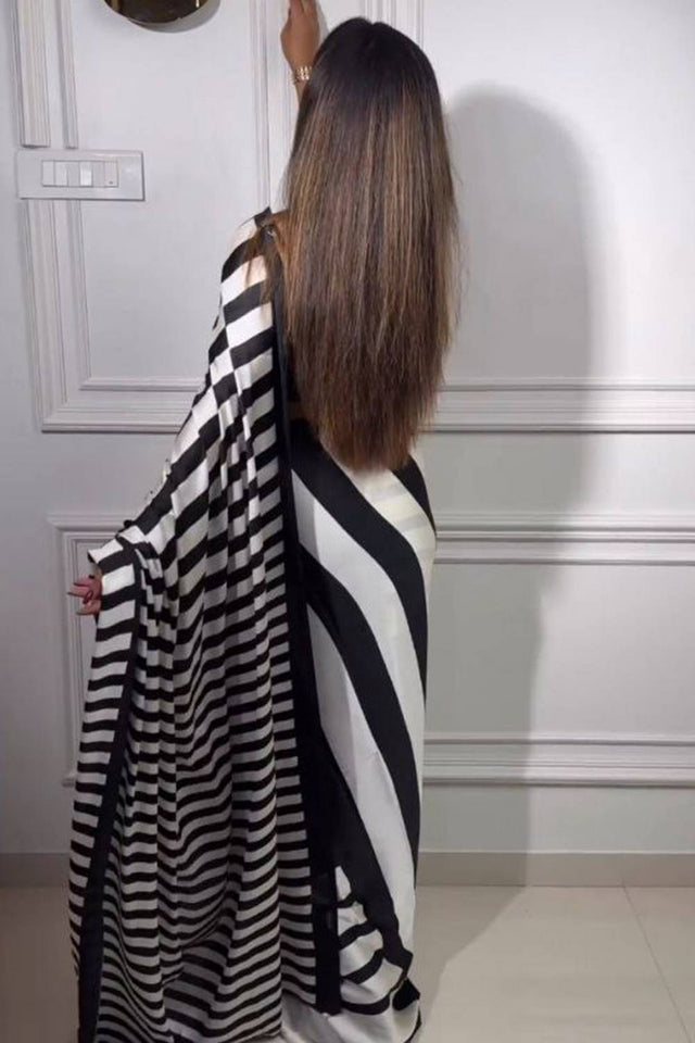 Multi Color Printed Satin Saree