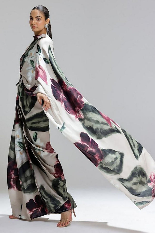Multi Color Printed Satin Saree (Sudha-163)