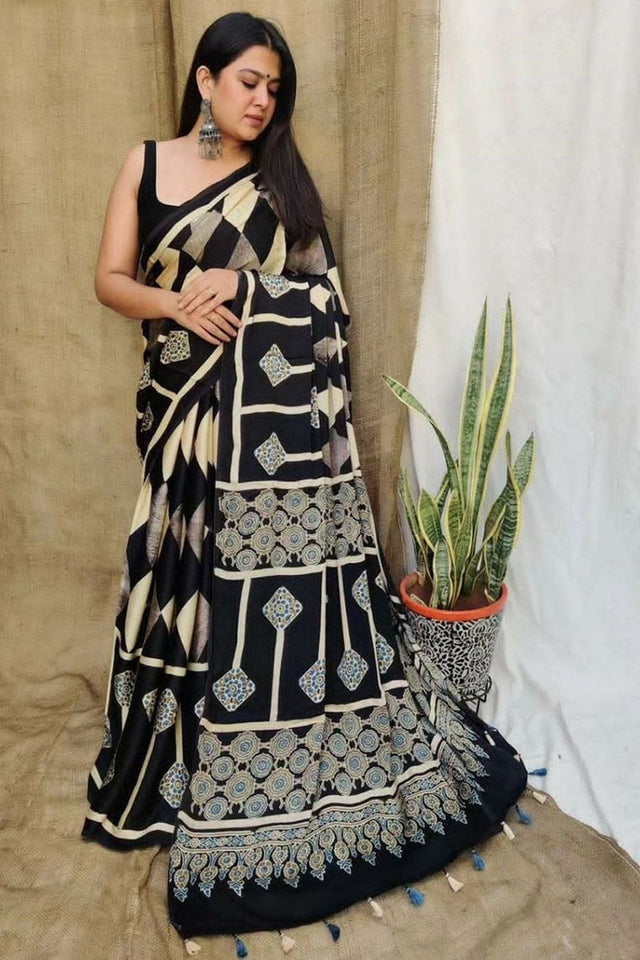 Multi Color Printed Satin Saree (Sudha-175)
