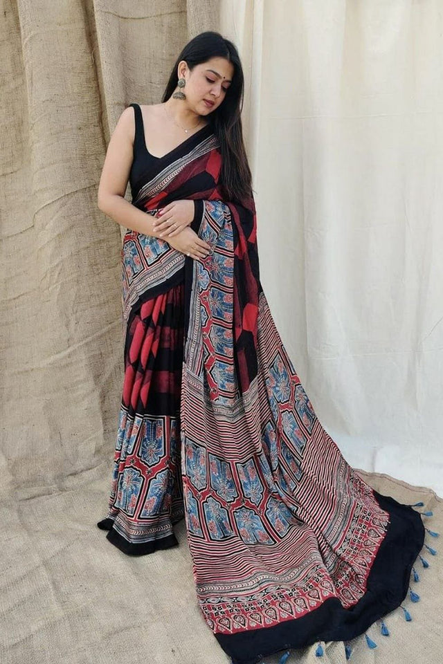 Multi Color Printed Satin Saree (Sudha-181)
