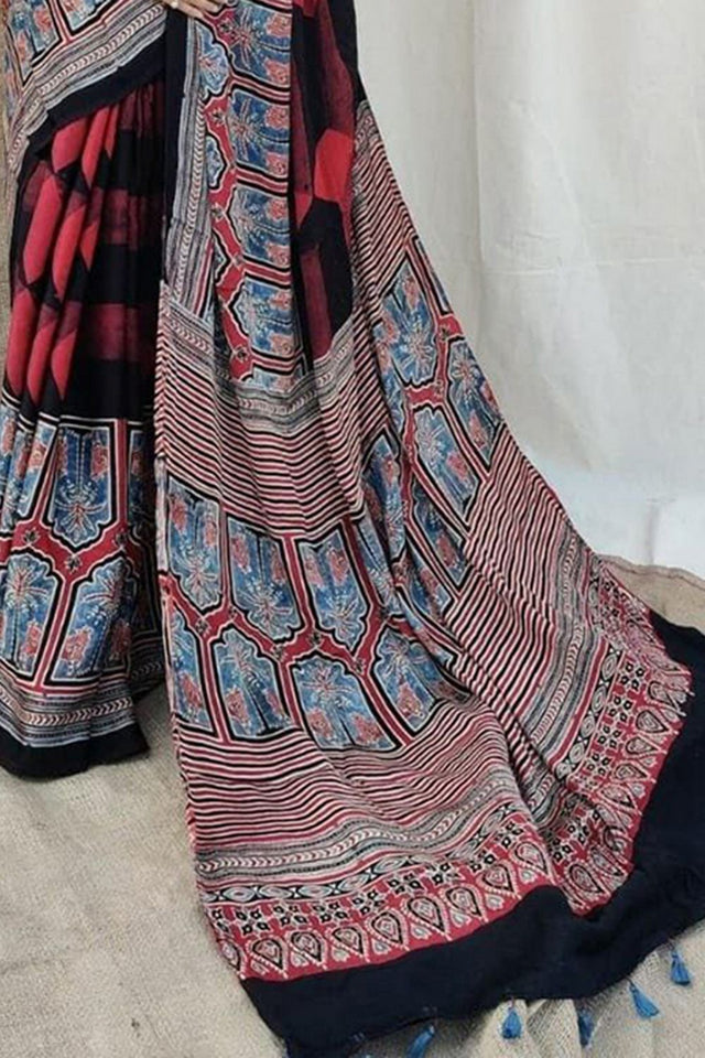 Multi Color Printed Satin Saree (Sudha-181)