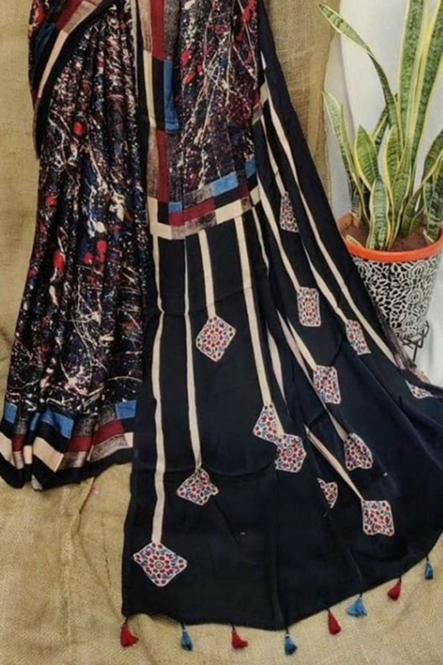 Multi Color Printed Satin Saree (Sudha-185)