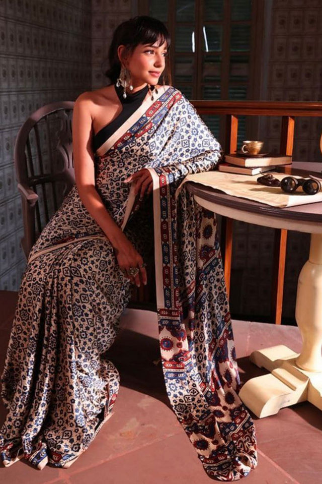 Multi Color Printed Satin Saree (Sudha-200)