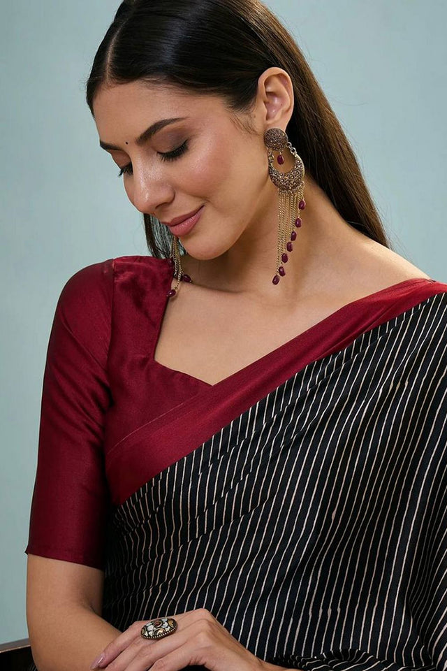Black Printed Satin Saree (Sudha-212)
