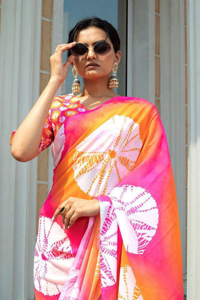 Multi Color Printed Satin Saree (Sudha-227)