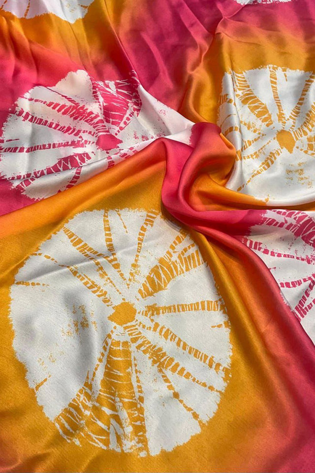 Multi Color Printed Satin Saree (Sudha-227)