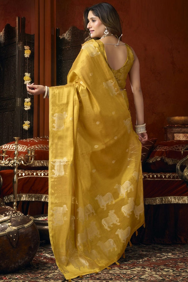 Gold Woven Tissue Saree (Supriya-3603)