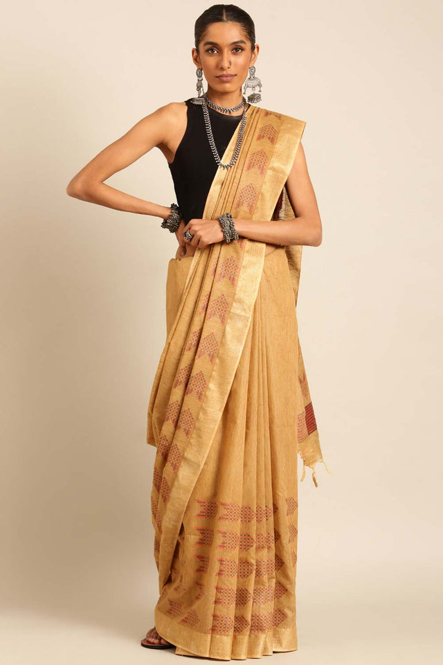 Brown Silk Blend Woven Saree (TCMNNF4E2051)