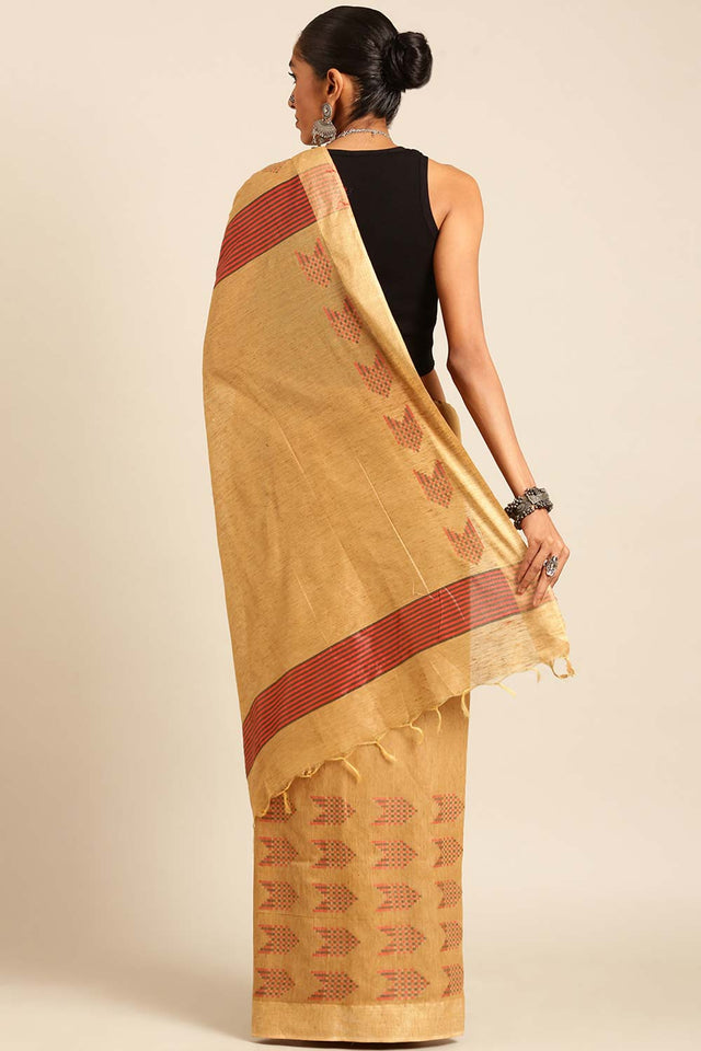 Brown Silk Blend Woven Saree (TCMNNF4E2051)