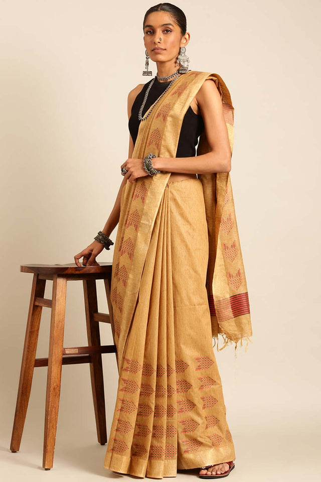 Brown Silk Blend Woven Saree (TCMNNF4E2051)