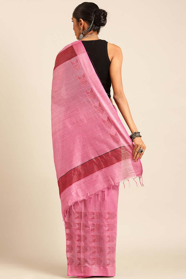 Pink Silk Blend Woven Saree (TCMPPF4E2052)