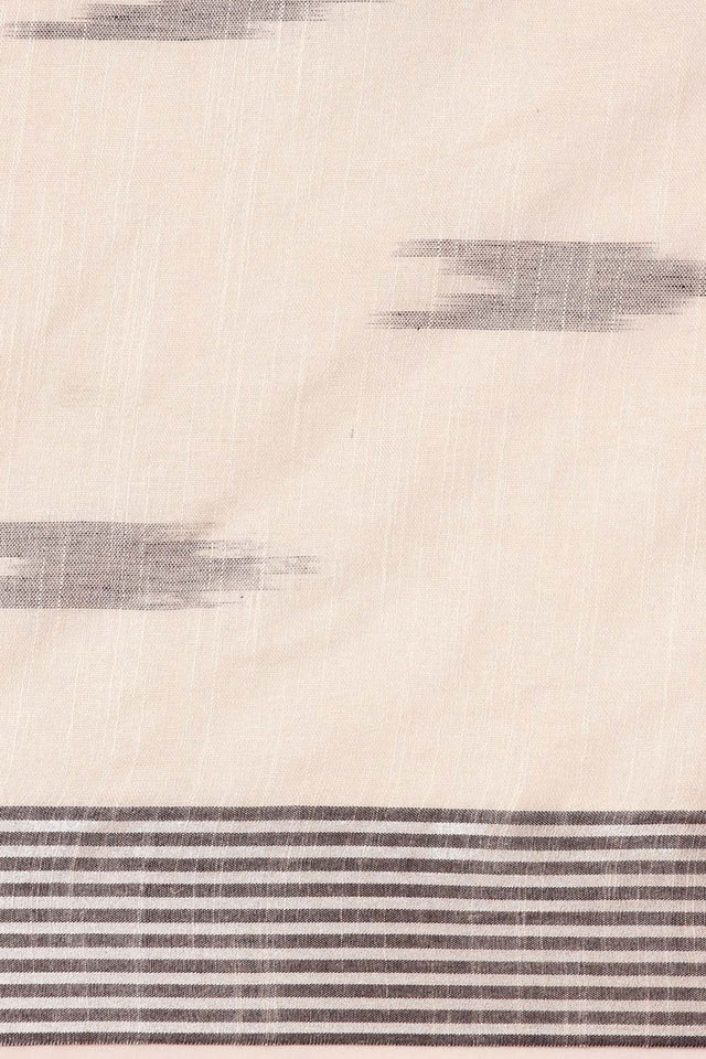 White Linen Blend Woven Saree (TMUWLF4E2070)