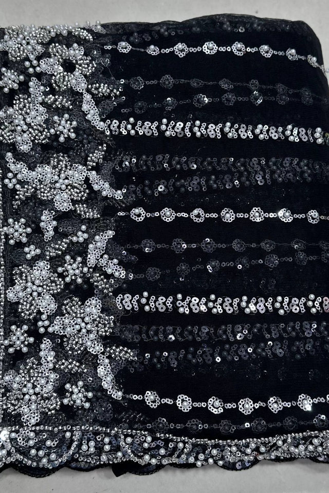 Black Heavy Embroidered Net Saree (VD-ON5191-Black)