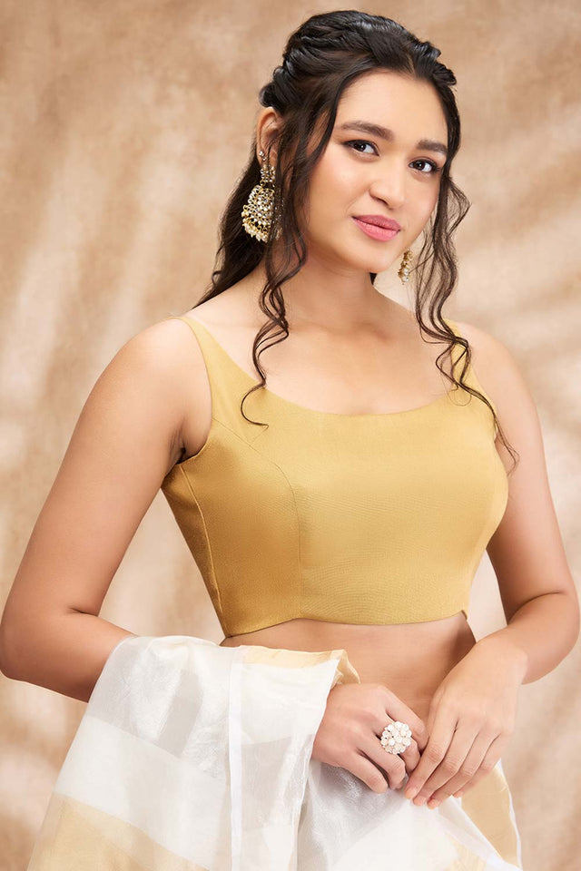 Gold Tissue Shimmer Sleeveless Blouse
