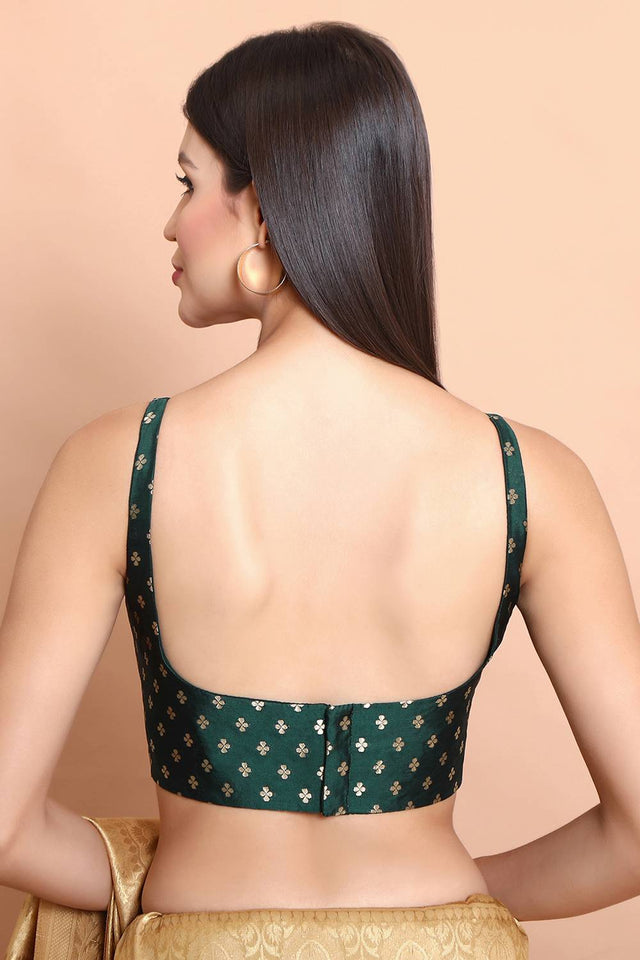 Green Woven Brocade Blouse