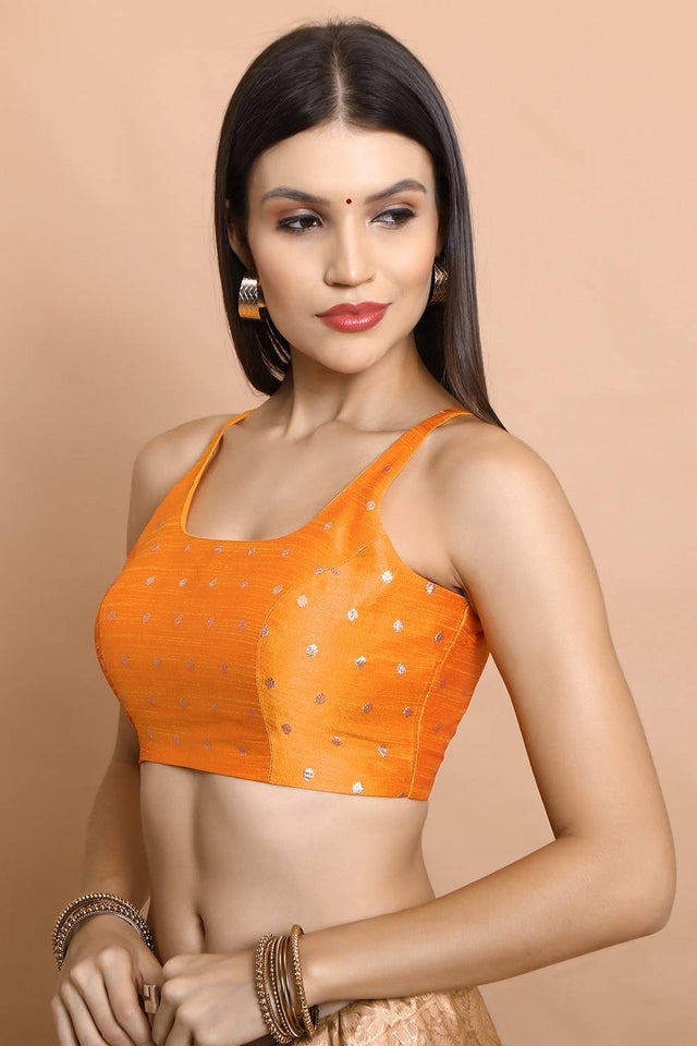 Yellow Woven Brocade Blouse