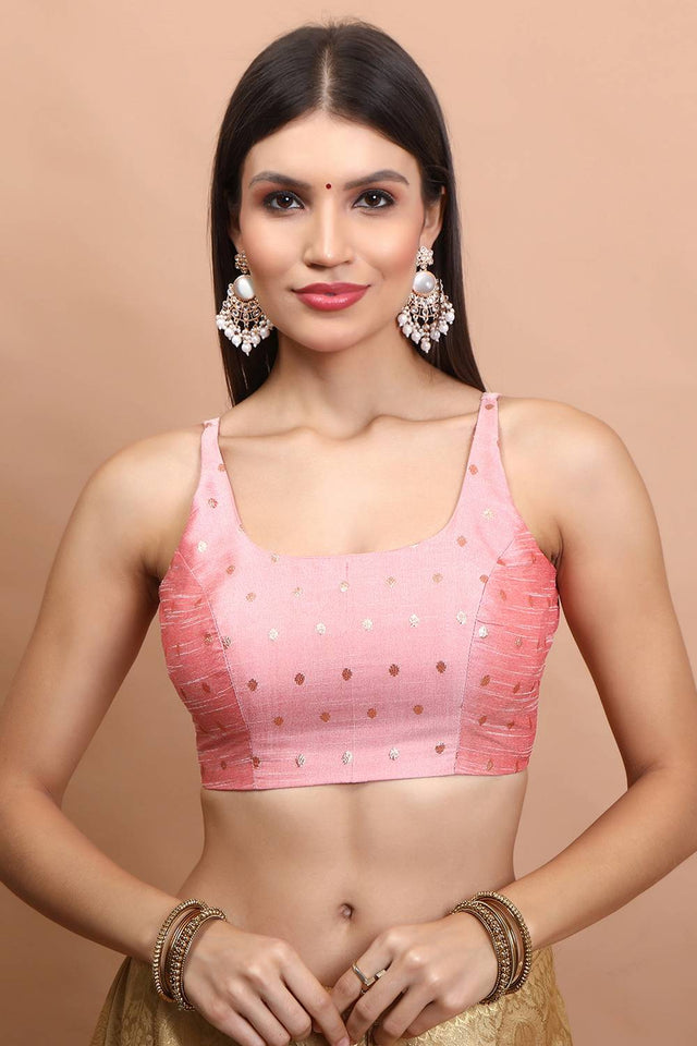 Light Pink Woven Brocade Blouse