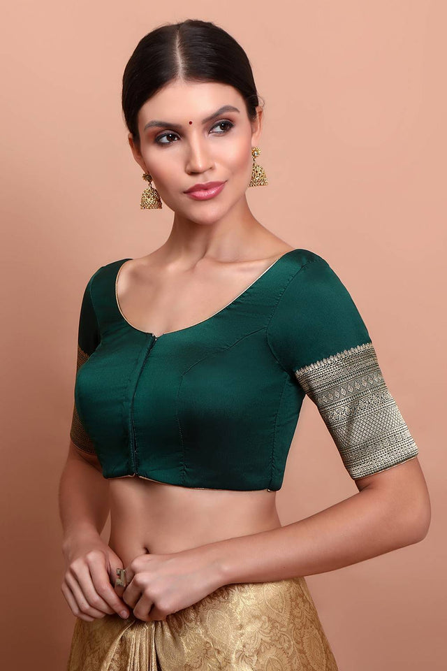 Green Woven Silk Blouse
