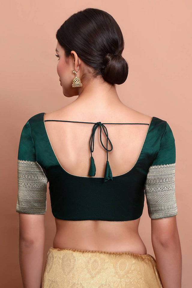 Green Woven Silk Blouse