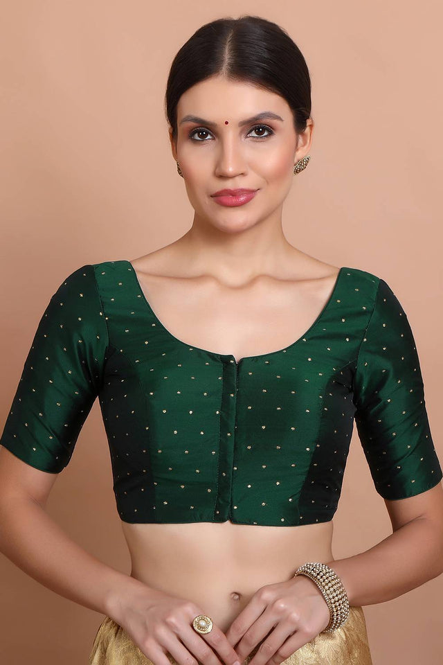 Green Woven Silk Blouse