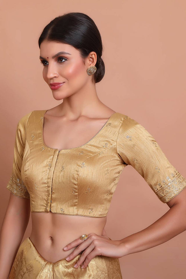 Gold Embroidered Silk Blouse