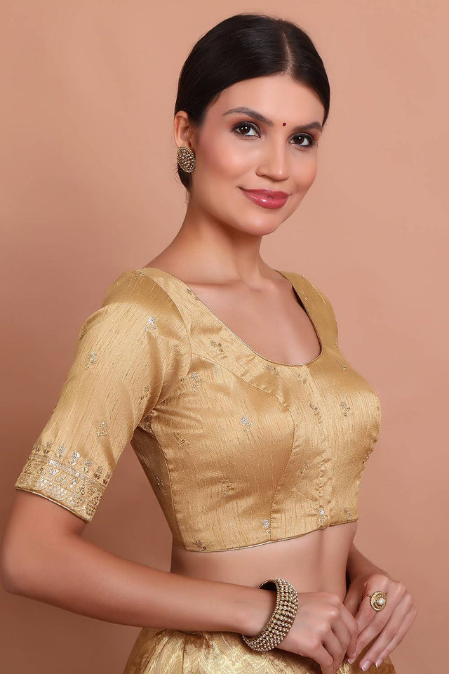 Gold Embroidered Silk Blouse