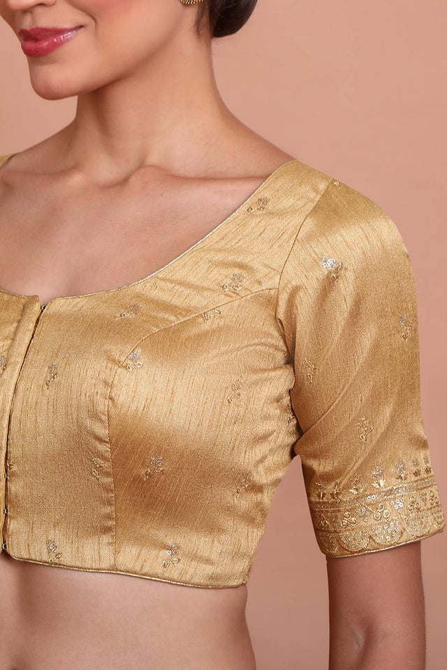 Gold Embroidered Silk Blouse