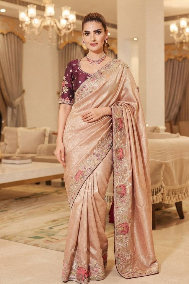 Mauve Embellished Kanjivaram Silk Saree (VZ-Royal Hiran-Mauve)
