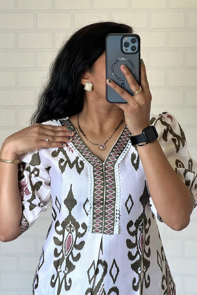 Green Printed Brocade Straight Cut Suit (WM19-GREEN)