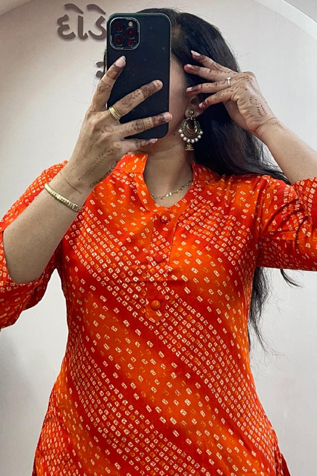 Orange Bandhani Printed Cotton Co-Ord Set (WM34-ORANGE)