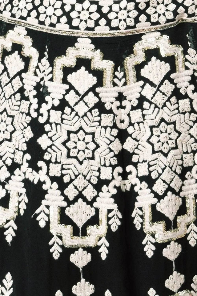 Black Thread Work Georgette Lehenga