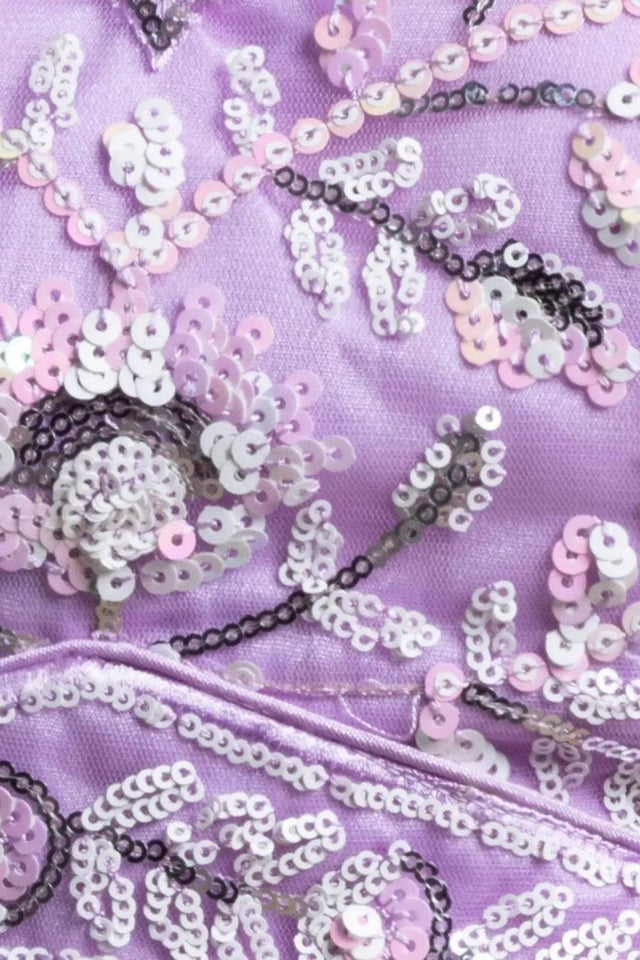 Lavender Sequin Net Lehenga