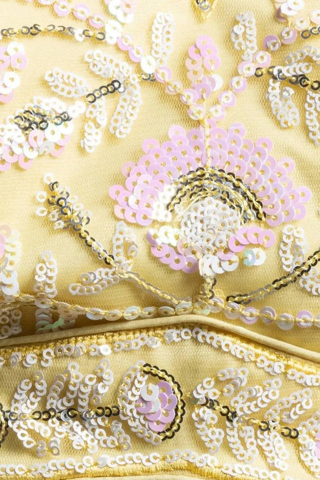 Yellow Sequin Net Lehenga