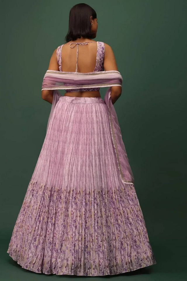 Pink Floral Printed Georgette Lehenga