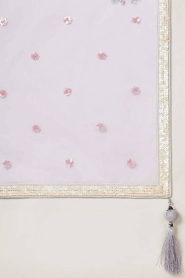 Lavender Sequin With Embroidered Net Lehenga