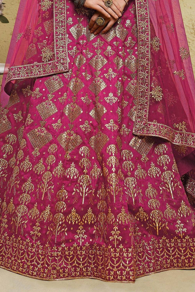 Pink Sequin With Embroidered Silk Lehenga