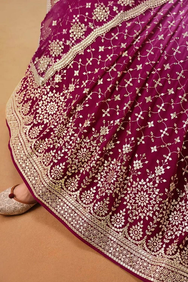 Pink Sequin Georgette Lehenga