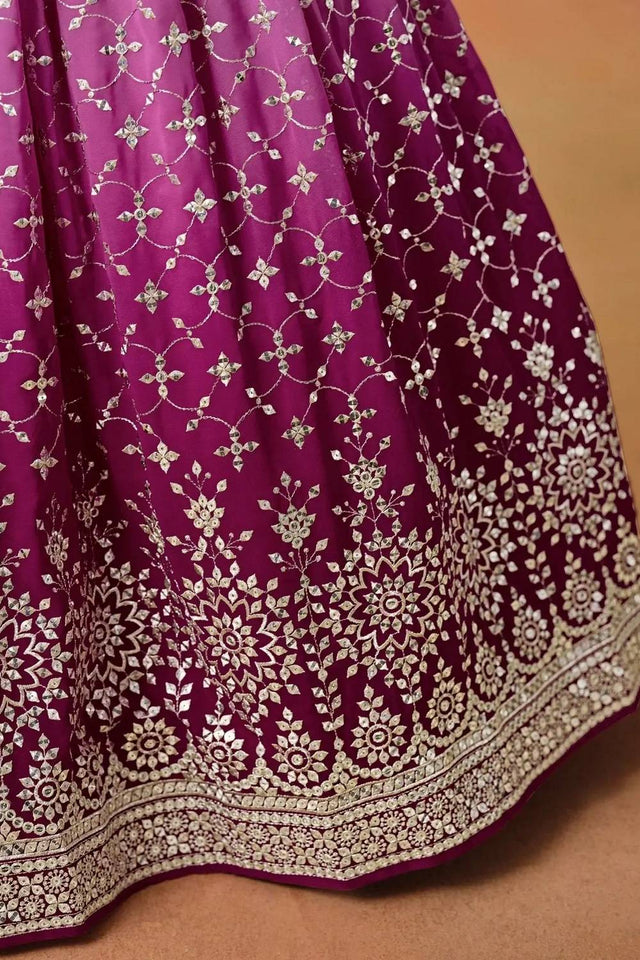 Pink Sequin Georgette Lehenga
