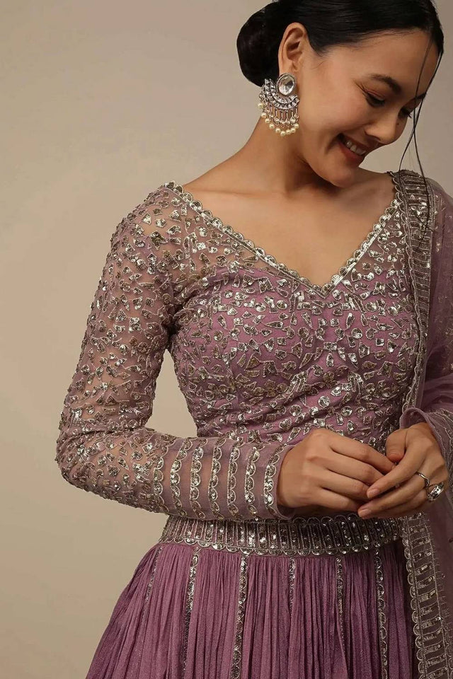 Pink Solid Georgette Lehenga