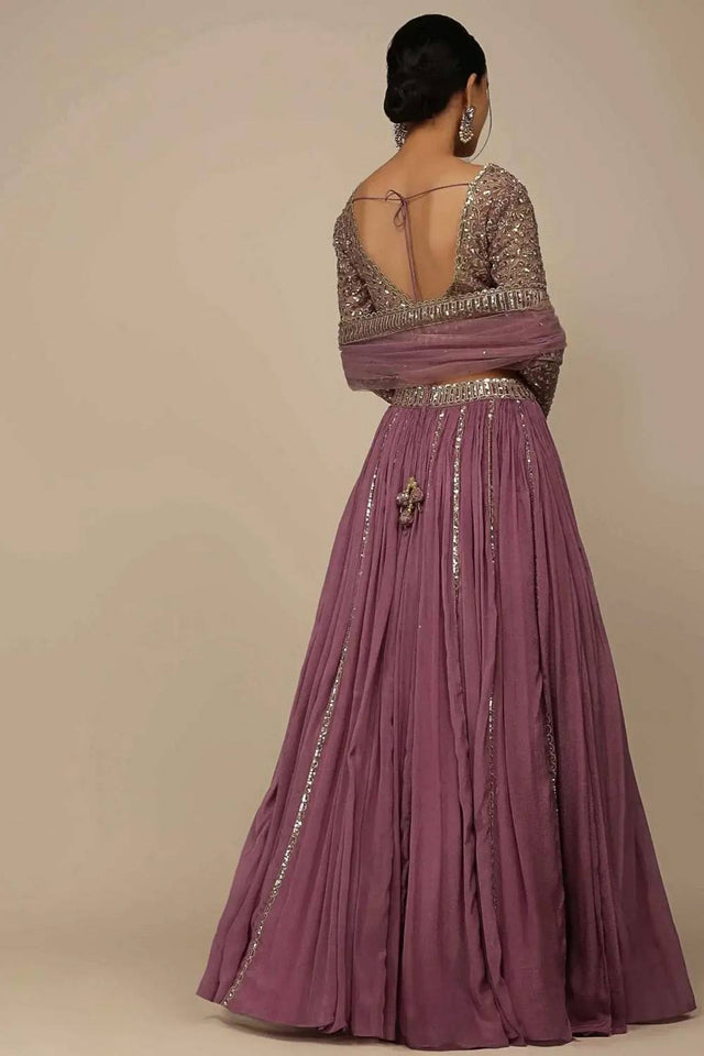Pink Solid Georgette Lehenga