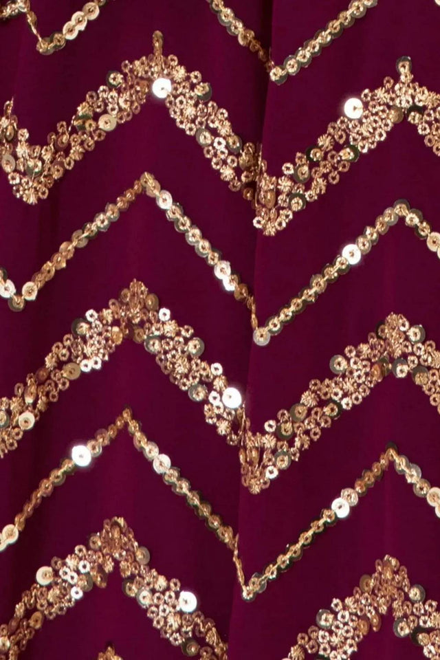 Maroon Sequin Georgette Lehenga