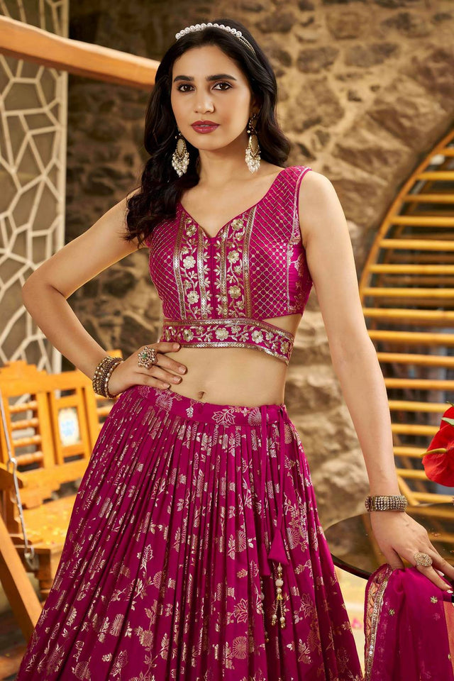 Pink Banarasi Silk Lehenga