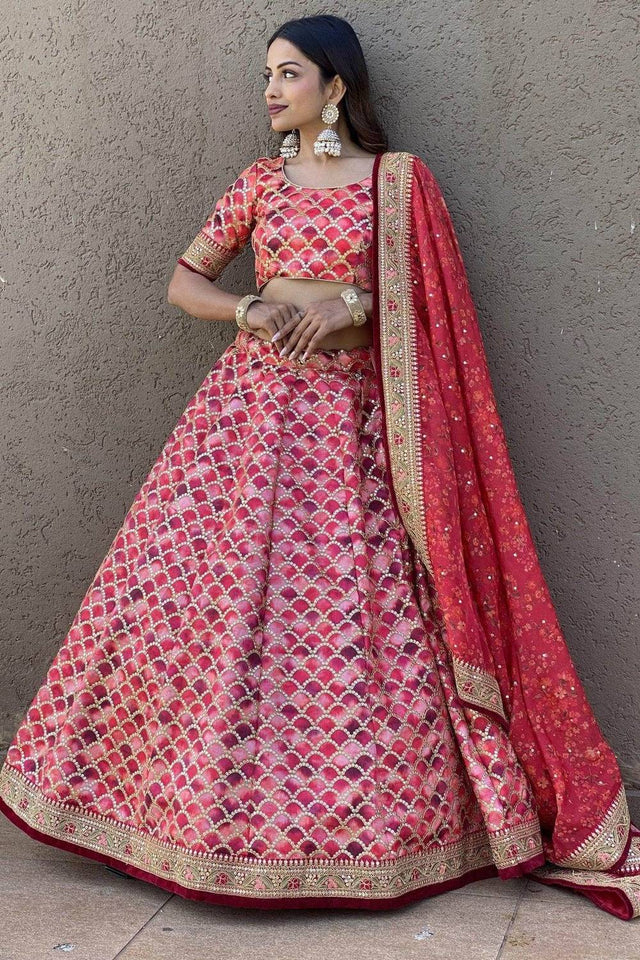 Pink Banarasi Silk Lehenga