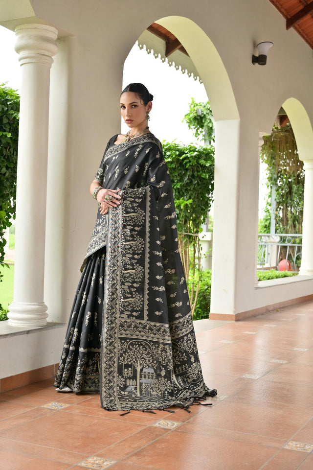 Black Woven Art Silk Saree (Eth_SR_65)