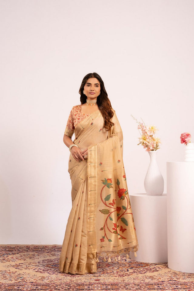 Brown Woven cotton Saree (Eth_SR_153)