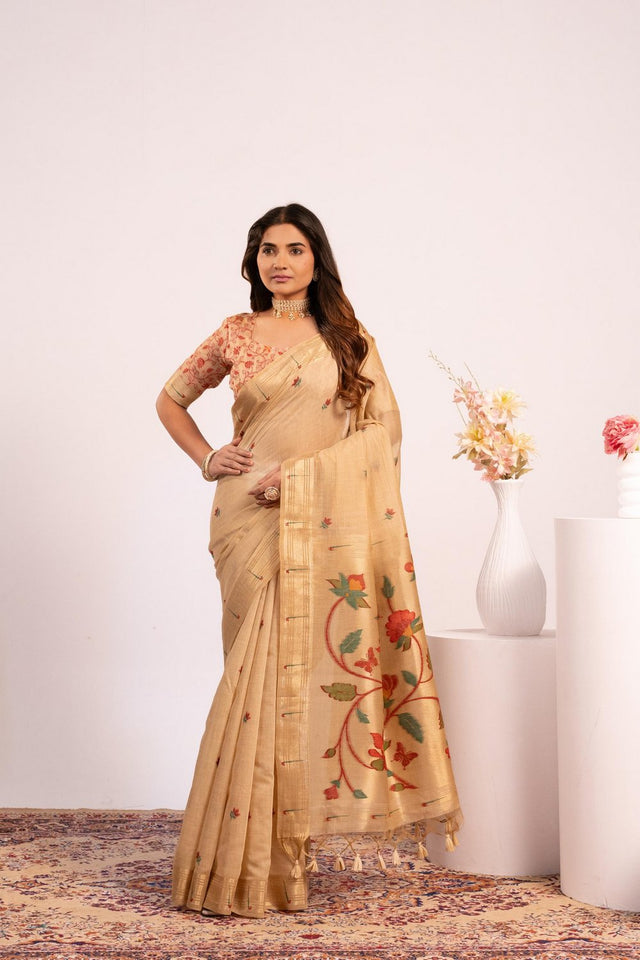 Brown Woven cotton Saree (Eth_SR_153)