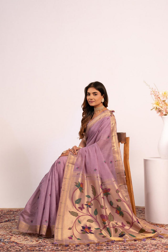 Purple Woven cotton Saree (Eth_SR_156)