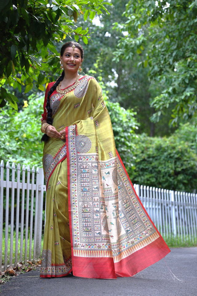 Yellow Woven Art Silk Saree (Eth_SR_68)