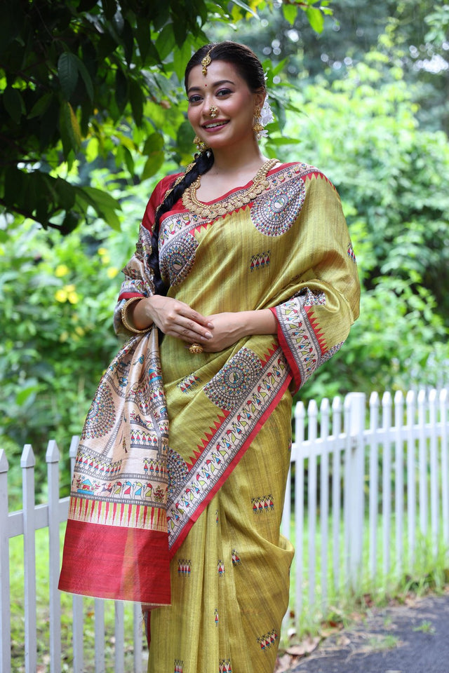Yellow Woven Art Silk Saree (Eth_SR_68)