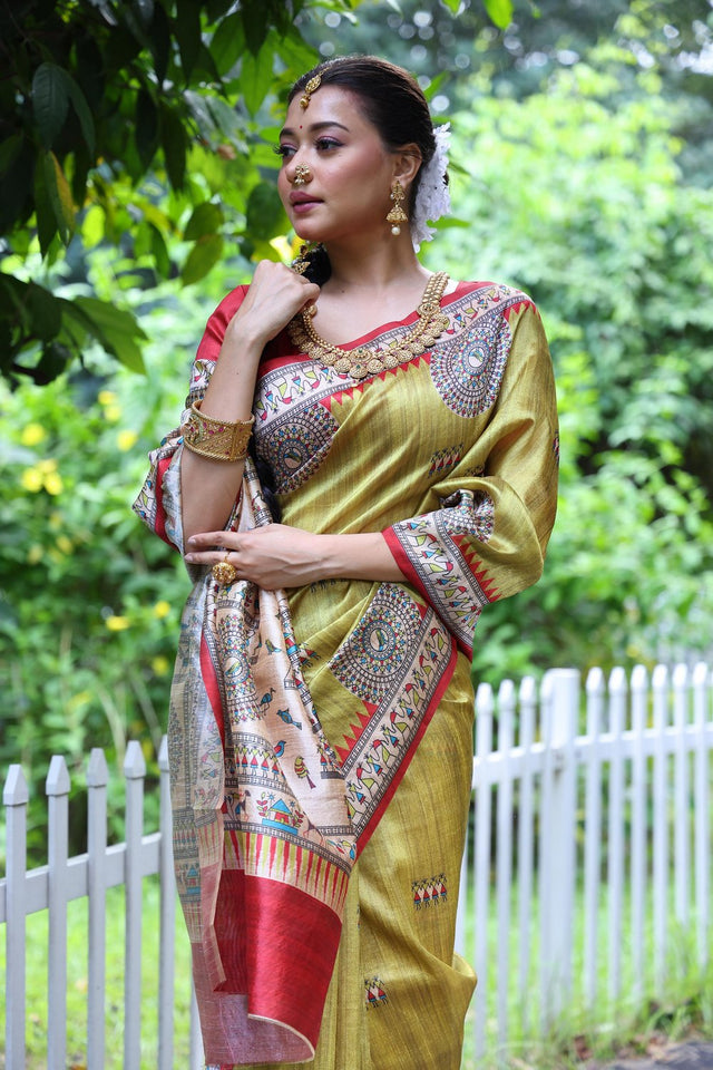 Yellow Woven Art Silk Saree (Eth_SR_68)